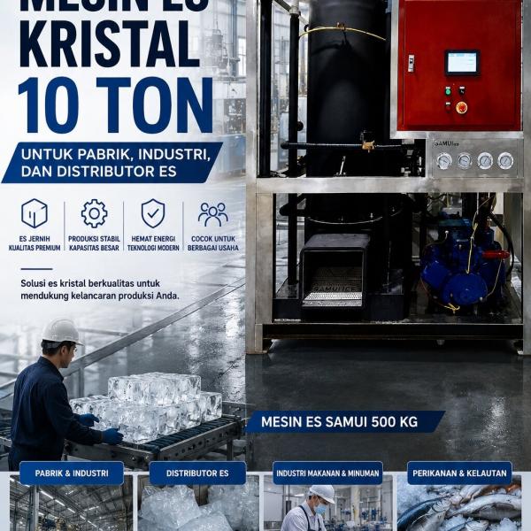 Mesin Es Kristal 10 Ton untuk Pabrik, Industri, dan Distributor Es